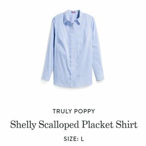Truly Poppy Shelly Scalloped placket shirt